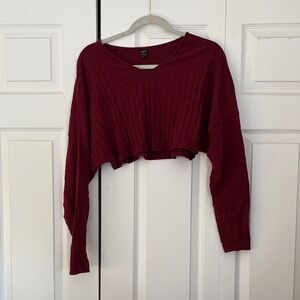 SHEIN Deep Red Ribbed Crop Top